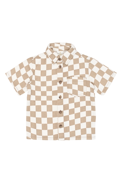 The New Siblings twill skjorte i beige tern til baby